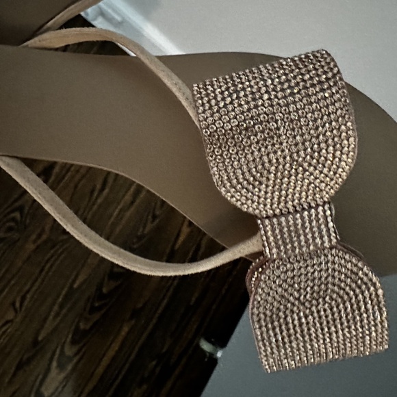 Aminah Abdul Jillil leather CRYSTAL FLIP FLOP ROSE GOLD size 7 US - Picture 5 of 8